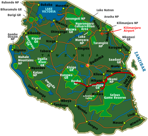 Map Safari Southern Circuit (7 days)